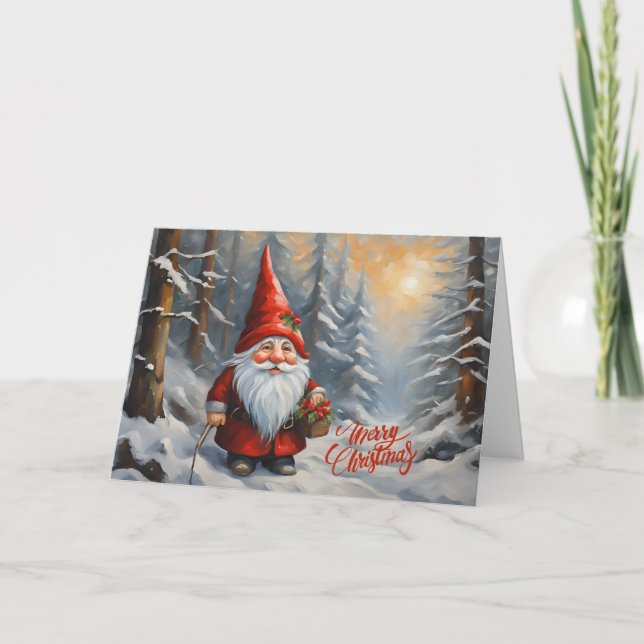 God jul Forest Gnome Helgkort (Framsida)