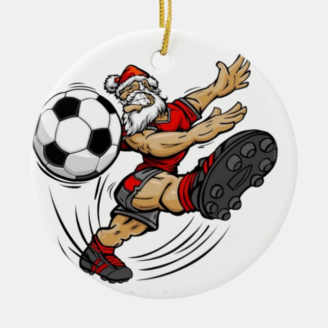 God jul - fotbollstomten julgransprydnad keramik (Framsidan)