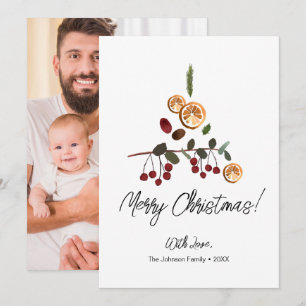 God jul foto av konstnärligt rustiskt Träd-löv Julkort