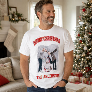 God jul foto familj röd vit t shirt