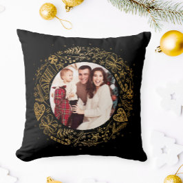 God Jul Foto Guldkrans Kudde