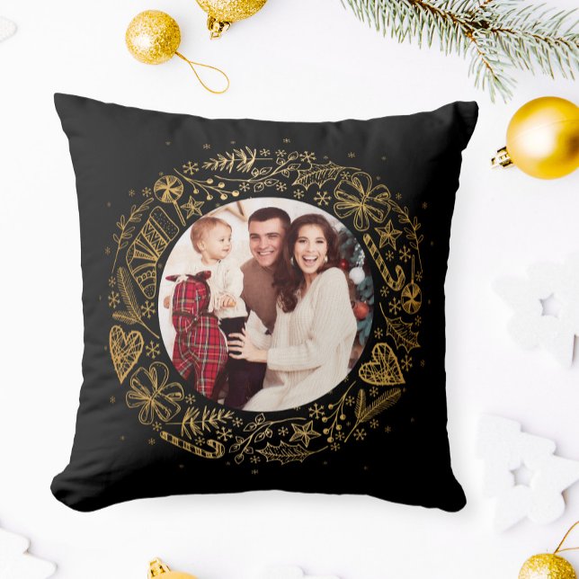 God Jul Foto Guldkrans Kudde (Skapare uppladdad)