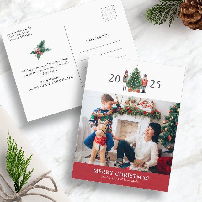 God Jul Foto Julkort Helg Vykort (Merry Christmas 2025 Nutcracker Red Photo Holiday Postcard
)