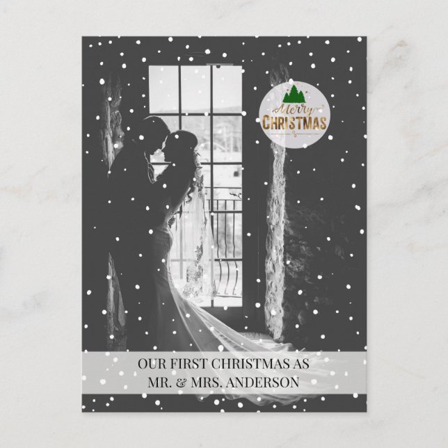 god jul! Foto Karte Schneeflocken Vykort (Framsida)