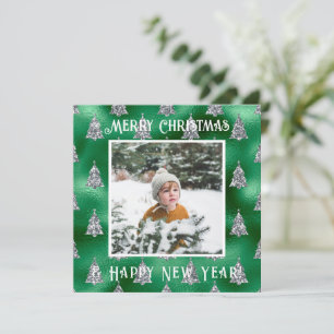 God Jul Foto Metallisk Glitter Julkort