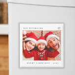God jul-foto, modern minimalistisk magnet<br><div class="desc">Enkelt minimal typografi av God jul är en bra magnet med anpassningsbar foto,  familj namn och år.</div>