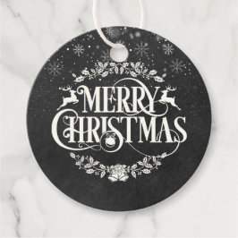 God Jul Foto Svart och Vitt Kritbräda Gåvor Etiketter