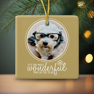 God jul fotohälsningskort Guld Julgransprydnad Keramik