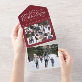 God jul fotokollage maronröd trifold
