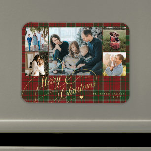 God jul fotokollage Rustic plaid Magnet