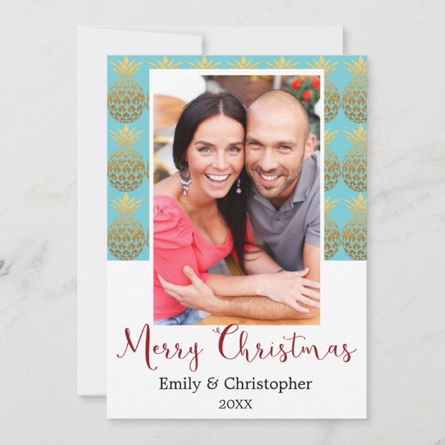 God jul-fotokort för ananas-Helgdag Julkort (Framsida)