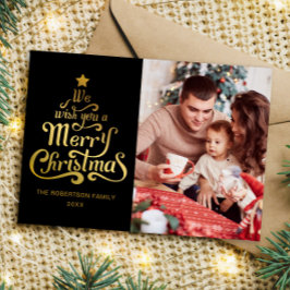 God jul-fotokort för familjen Helgdag Julkort