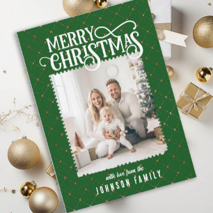 God jul! Fotokort för Grönten elegant Mönster Julkort