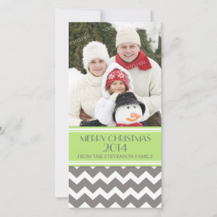 God jul fotokort Grönt Grått Chevron Julkort