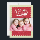 God jul-fotokort inbjudningar<br><div class="desc">Det här öga-fångstkortet har ett ram med en scallop kant och en folklig grafik med ord "God jul och Gott nytt år". Lägg till din familj bild och namn för personlig kontakt. Modern och slående design.</div>