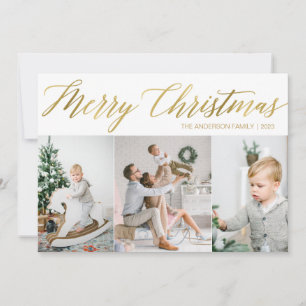God jul-fotokort med tre Bilder Julkort