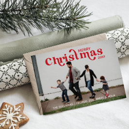 God jul fotokort - Rött Inbjudningar