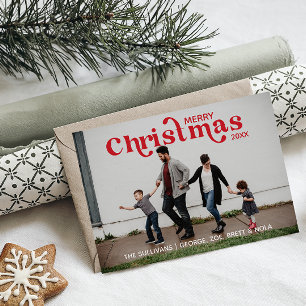 God jul fotokort - Rött Inbjudningar