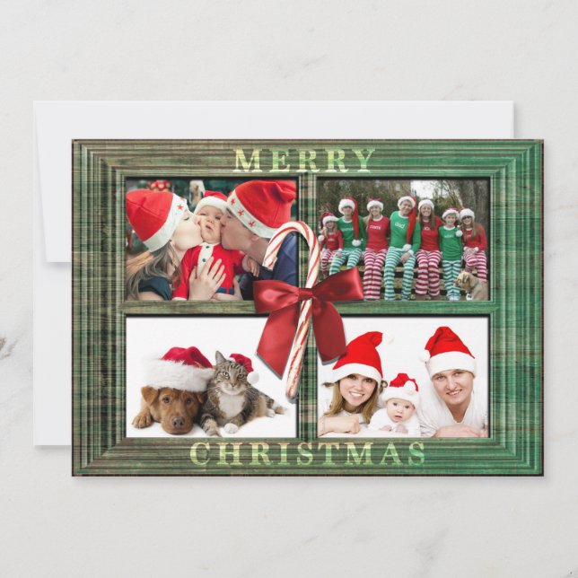 God jul fotokort Rustic Faux Wood Ram Julkort (Framsida)