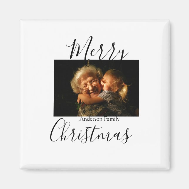 God jul-fotomodern elegant, rustik magnet (Framsidan)