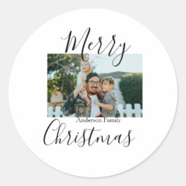 God jul-fotomodern elegant, rustik runt klistermärke