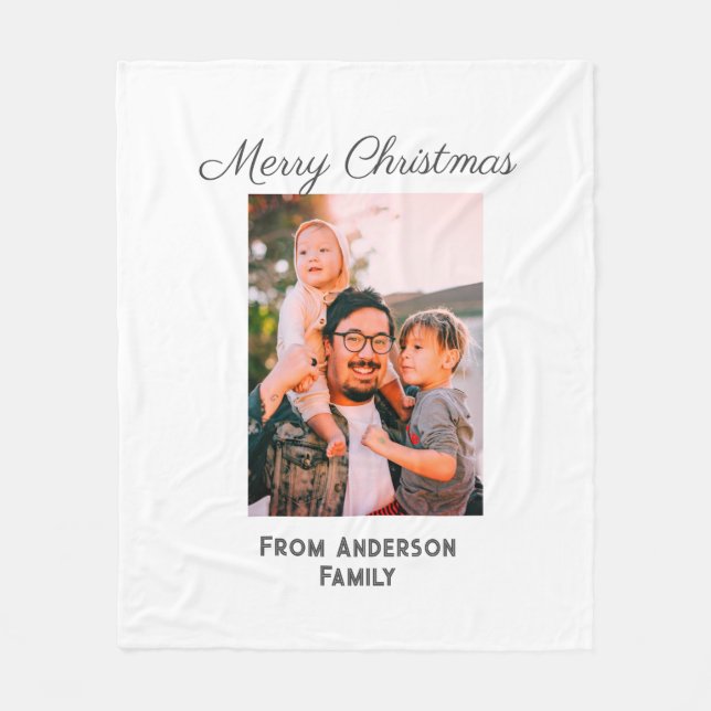 God jul fotomodern kärlek-familj fleecefilt (Framsidan)