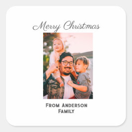 God jul fotomodern kärlek-familj fyrkantigt klistermärke