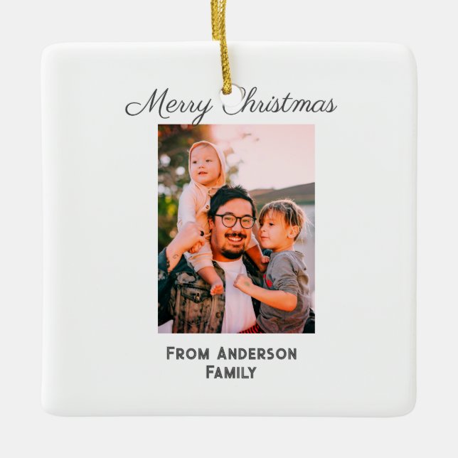 God jul fotomodern kärlek-familj julgransprydnad keramik (Framsida)