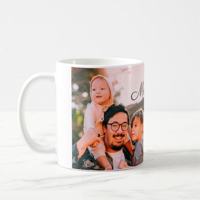 God jul fotomodern kärlek-familj kaffemugg (Vänster)
