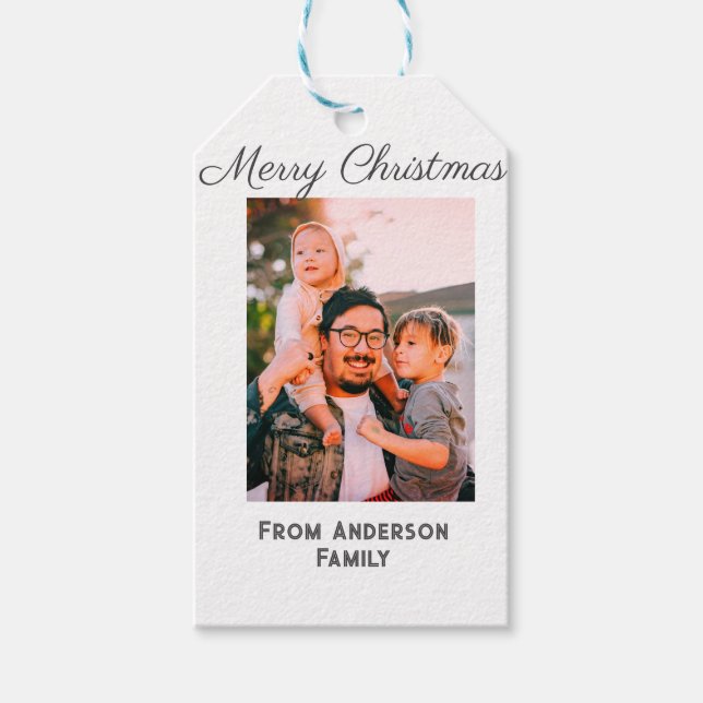 God jul fotomodern kärlek-familj presentetikett (Framsidan)