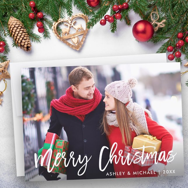 God jul fotomodern penselskriptkort inbjudningar (Customize to add text to back of card.)