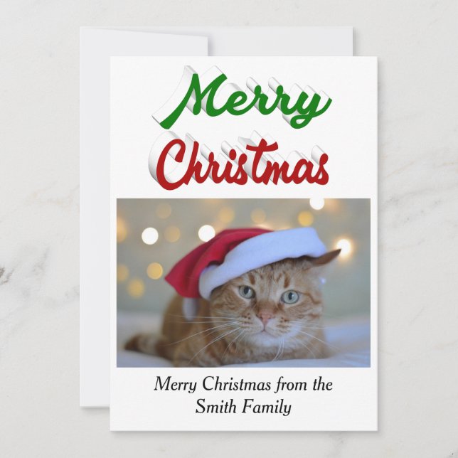 God jul fotoskript med röd grönt julkort (Framsida)