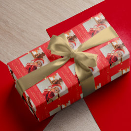 God jul fototext personlig röd presentpapper