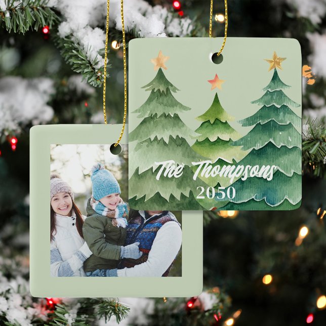 God jul fototypografi - nyhetsbrev julgransprydnad keramik (Christmas Tree Holiday Photo Ornament.)