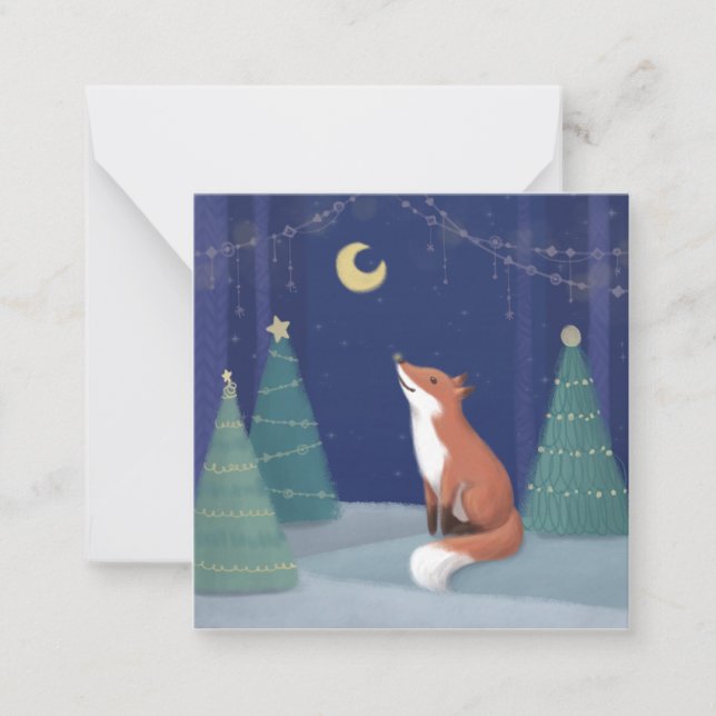 God jul: Foxillustration Anteckningskort (Framsida)