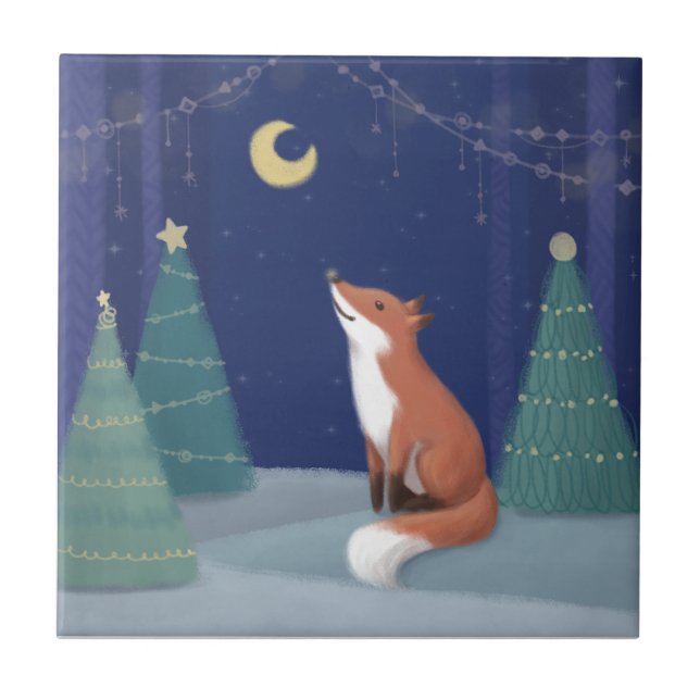God jul: Foxillustration Kakelplatta (Framsidan)