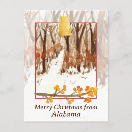 God jul från Alabama Träd Vinter Snö Helg Vykort