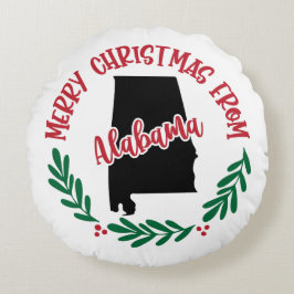 God jul från Alabama US Red Grönt White Rund Kudde