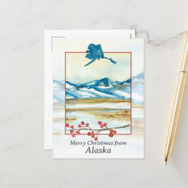 God jul från Alaska Tundra Winter Mountain Helg Vykort