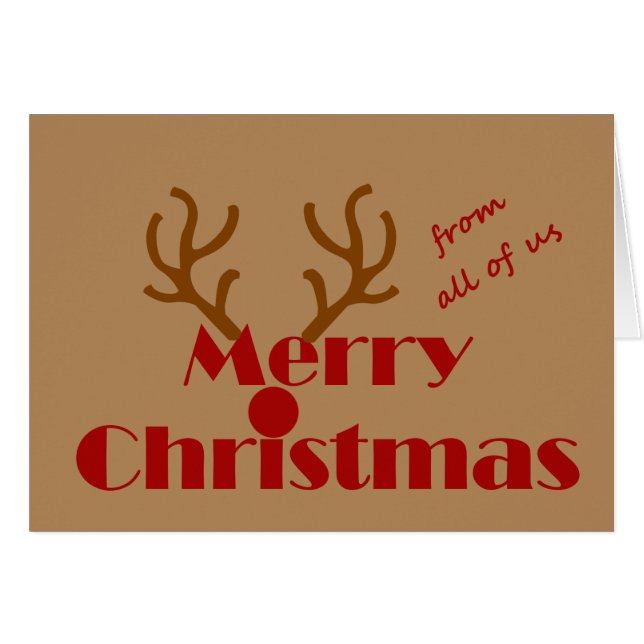 God jul från alla oss Roligt rener Hälsningskort (Framsidan Horizontal)