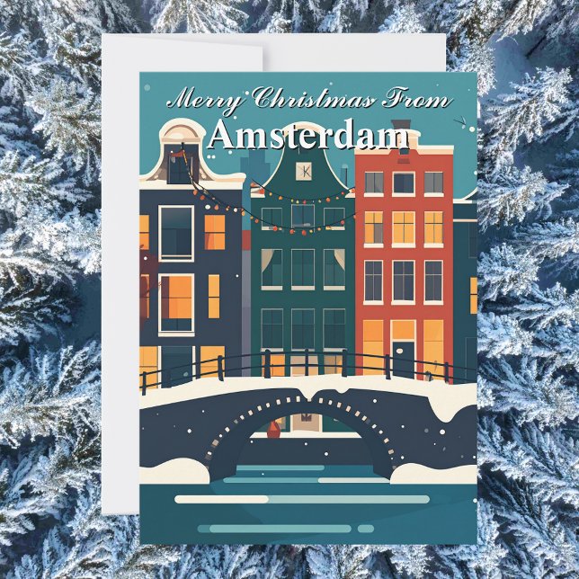 God jul från Amsterdams kanalhus Julkort (Merry Christmas from Amsterdam Canal Houses Holiday Card
)