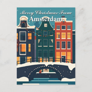 God jul från Amsterdams kanalhus Vykort