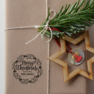 God jul från (anpassningsbar)familjen. stämpel