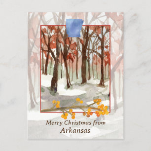 God jul från Arkansas Träd Winter Snö Helg Vykort