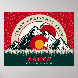 God jul från Aspen Colorado Souvenirs Poster