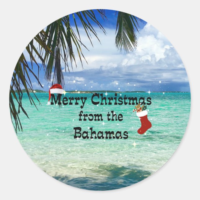 God jul från Bahamas Runt Klistermärke (Framsida)