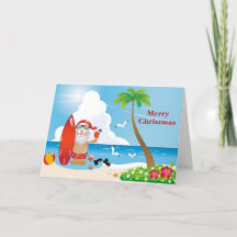 God jul från Beach Santa Warm Önskemål