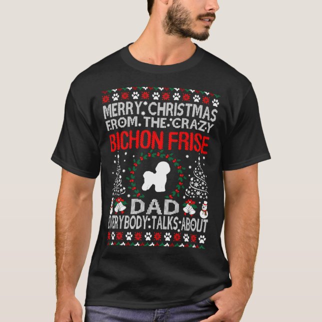 God jul från Bichon Frise Pappa Gift T Shirt (Framsida)