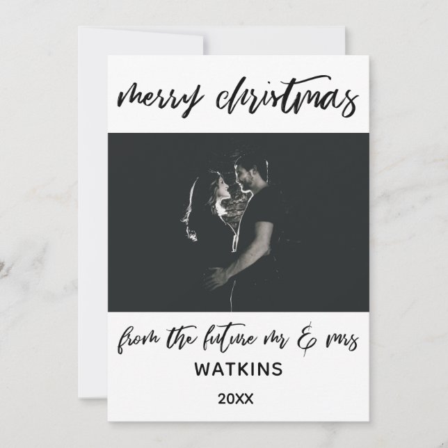God Jul från blivande herr & fru, BW Foto Julkort (Framsida)