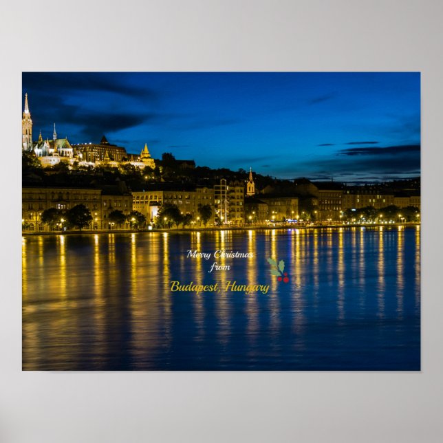 God jul från Budapest - Donau Poster (Framsidan)